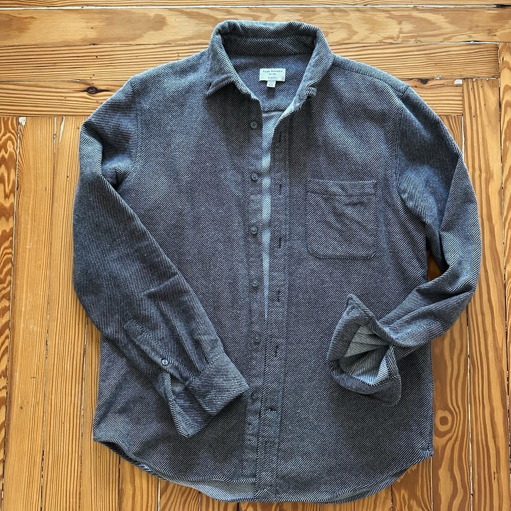 Club Monaco Charcoal Twill Flannel Button-Down Shirt